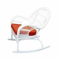 Jeco W00209-R-4-FS018-CS White Wicker Rocker Chair with Red Cushion, 4PK W00209-R_4-FS018-CS
